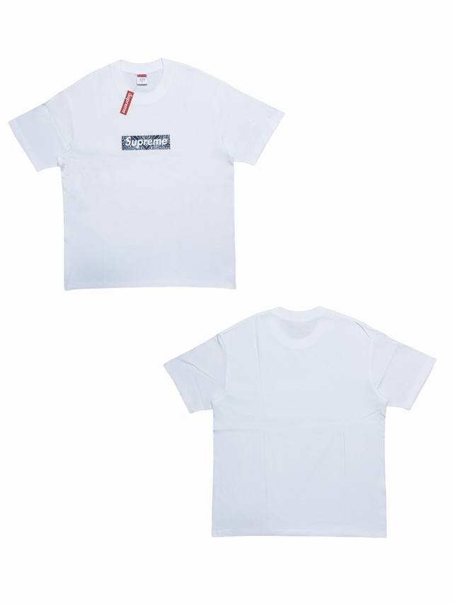 Su168# Supreme Week 17 Bandana Box Logo Tee 腰果花徽标短袖美式潮流T恤 男女同款 黑白色采用圆筒无缝工艺 原版工艺