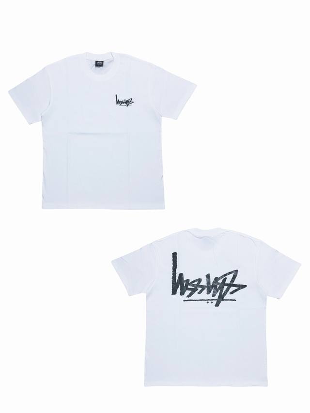 S264# Stussy Fw22 反转Logo印花圆领短袖T恤 男女同款采用圆筒无缝工艺 原版工艺 衣服侧面没有缝合骨位 鉴定重点 面料：全都订织定染，260