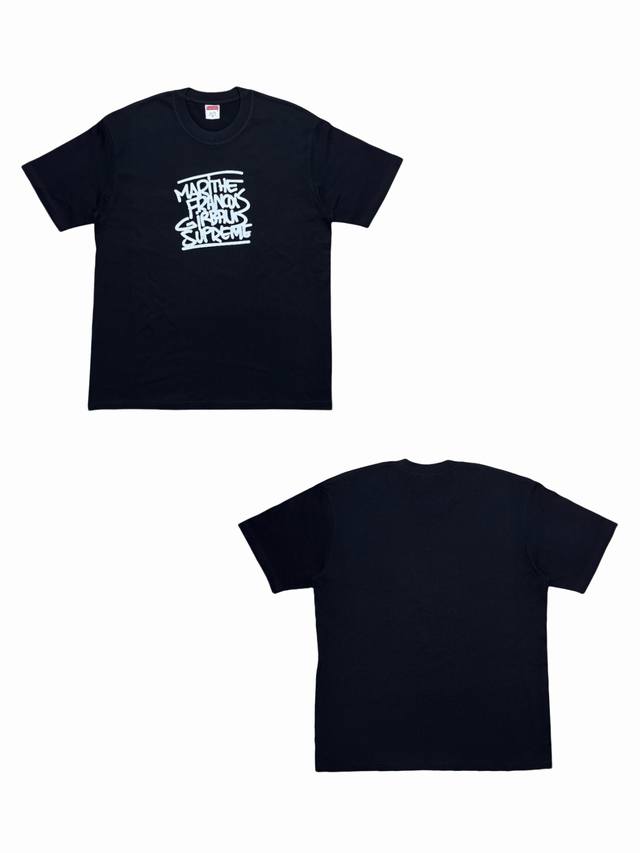 Su155# Supreme X Marithé Franois Girbaud 联名款 Ss25 Week6 胸前Logo图案舒适短袖T恤 男女同款采用圆筒无