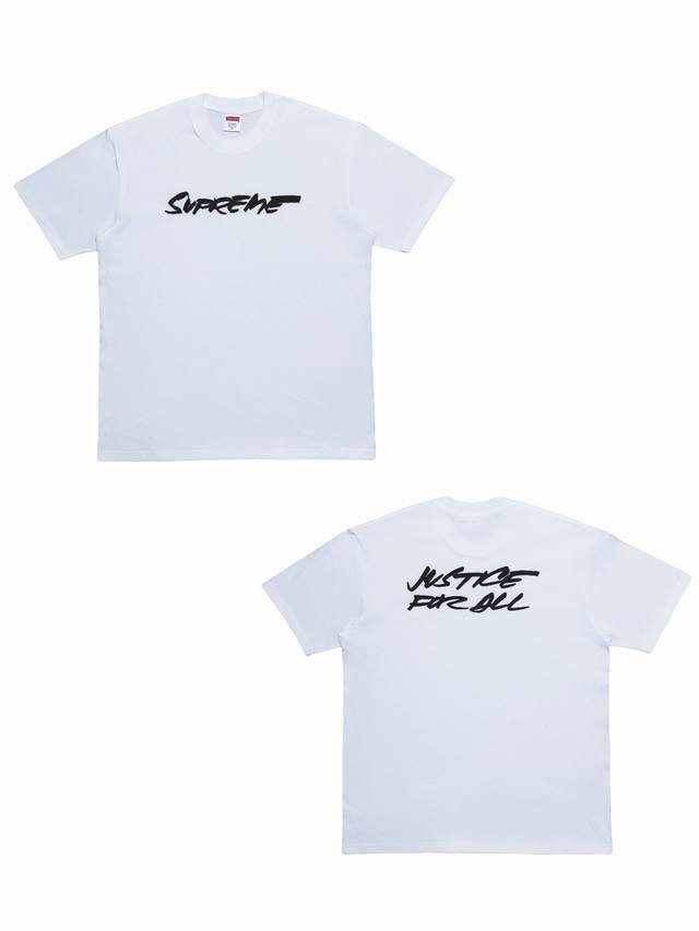 Su148# Supreme Logo 英文字母印花圆领短袖T恤 男女同款采用圆筒无缝工艺 原版工艺 衣服侧面没有缝合骨位 鉴定重点 面料：全都订织定染，260
