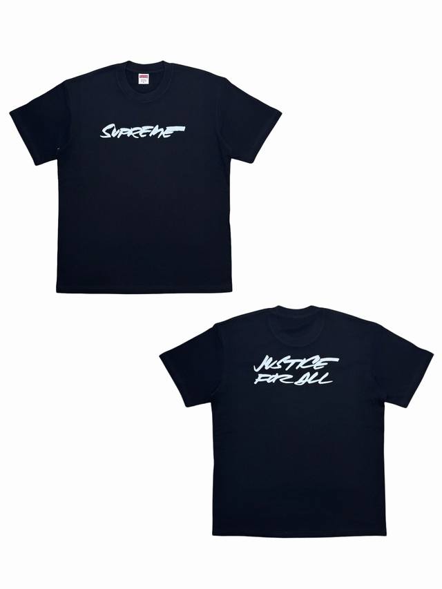 Su147# Supreme Logo 英文字母印花圆领短袖T恤 男女同款采用圆筒无缝工艺 原版工艺 衣服侧面没有缝合骨位 鉴定重点 面料：全都订织定染，260