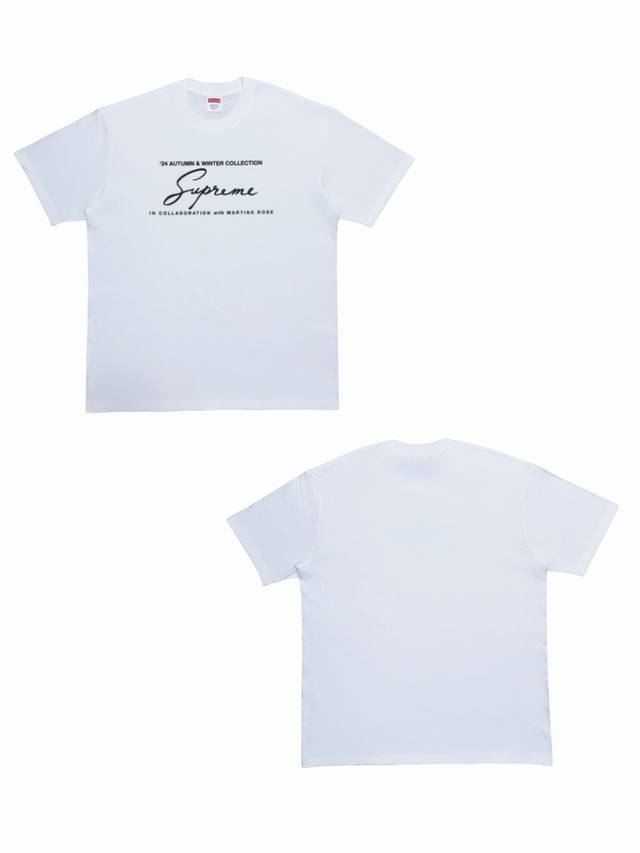 Su144# Supreme X Martine Rose 联名款 Fw24 Week4 Tee 胸前Logo印花图案圆领短袖T恤 男女同款采用圆筒无缝工艺 原