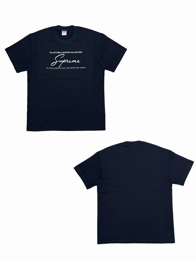 Su143# Supreme X Martine Rose 联名款 Fw24 Week4 Tee 胸前Logo印花图案圆领短袖T恤 男女同款采用圆筒无缝工艺 原