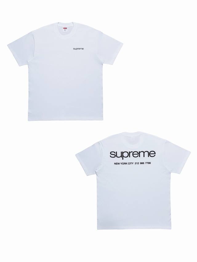 Su142# Supreme Fw23 Week17 Nyc Tee Logo徽标圆领短袖T恤 男女同款采用圆筒无缝工艺 原版工艺 衣服侧面没有缝合骨位 鉴定重