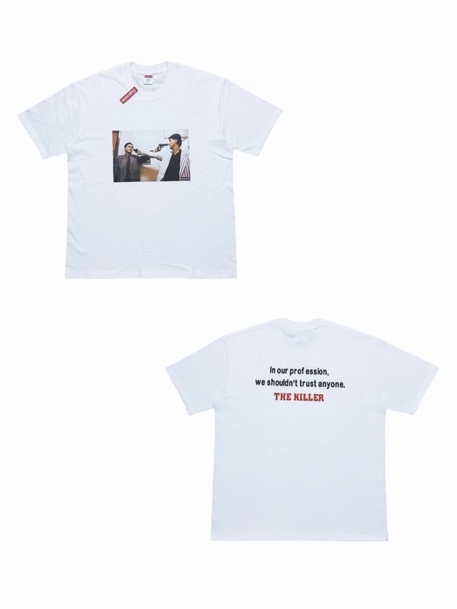 Su126# Supreme Fw18 The Killer Trust Tee 喋血双雄 周润发 印花短袖T恤 男女同款 采用圆筒无缝工艺 原版工艺 衣服侧面