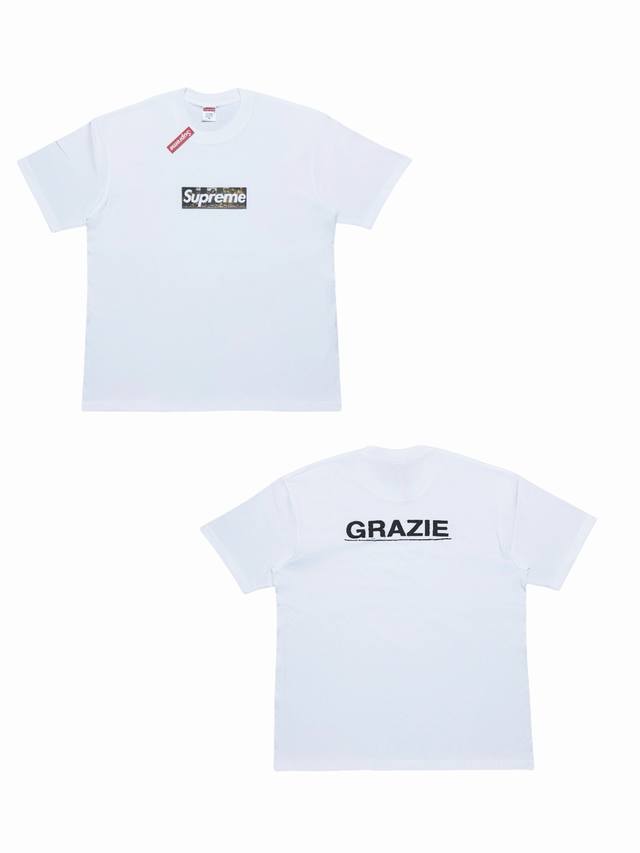 Su124# Supreme Week 11 Milan Last Supper 米兰开业限定 达芬奇 最后的晚餐 Box Logo印花纯色休闲圆领短袖T恤 男