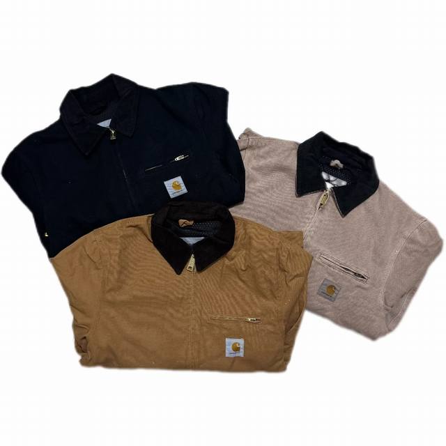 K801# Carhartt Wip Fw23 复古字母徽标灯芯绒翻领拉链重磅底特律工装夹克J97定织高密纯棉帆布面料 成衣酵洗 骨节处略磨白效果 整件衣服厚实