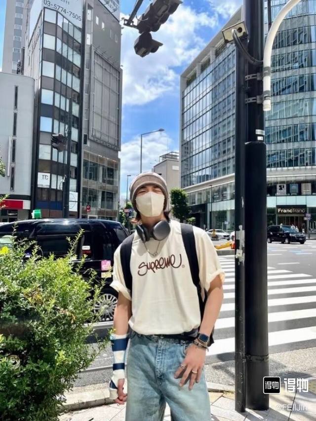 Su110# Supreme Ss22 线条草写字母涂鸦T恤短袖 男女同款采用圆筒无缝工艺 原版工艺 衣服侧面没有缝合骨位 鉴定重点 面料：全都订织定染，260