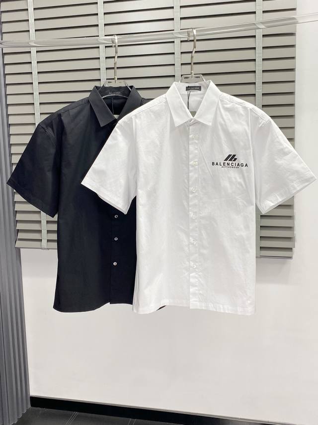 Balenciga巴黎世家独家专供新款原单男士休闲短袖衬衫 高端 高端版本 时尚百搭爆款进口面料 手感超柔软细腻 穿着亲肤舒适 高端精品 代工厂P精细做工 上身