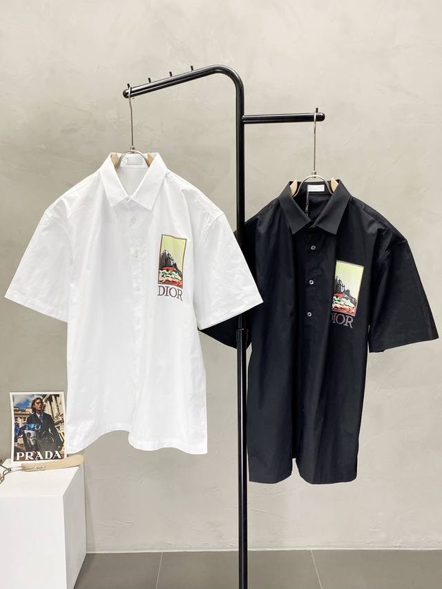 Dior迪奥独家专供新款原单男士休闲短袖衬衫 高端 高端版本 时尚百搭爆款进口面料 手感超柔软细腻 穿着亲肤舒适 高端精品 代工厂P精细做工 上身非常赞 男士必