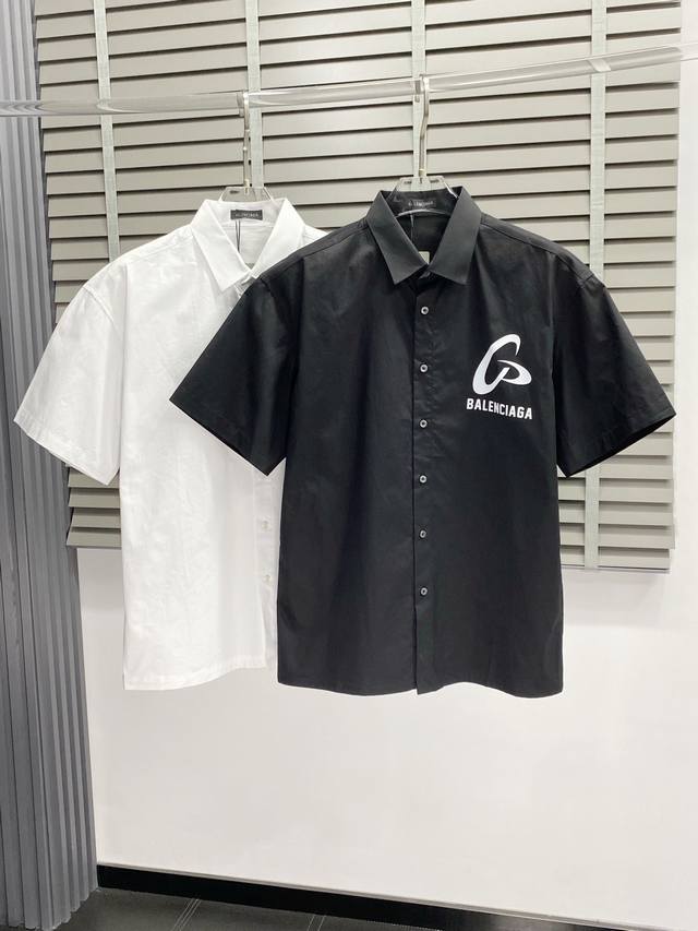 Balenciga巴黎世家独家专供新款原单男士休闲短袖衬衫 高端 高端版本 时尚百搭爆款进口面料 手感超柔软细腻 穿着亲肤舒适 高端精品 代工厂P精细做工 上身