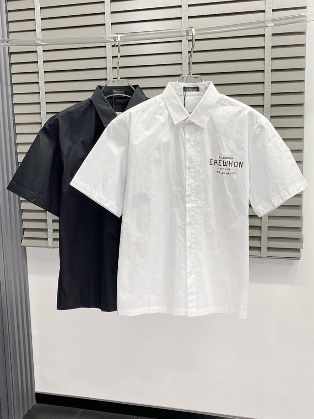 Balenciga巴黎世家独家专供新款原单男士休闲短袖衬衫 高端 高端版本 时尚百搭爆款进口面料 手感超柔软细腻 穿着亲肤舒适 高端精品 代工厂P精细做工 上身