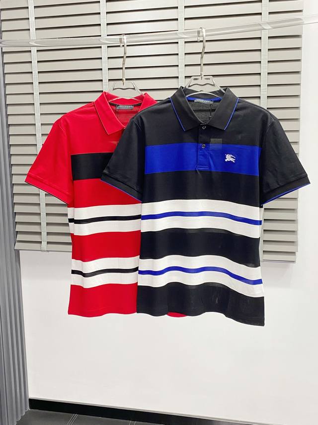 Burberry巴宝莉独家专供新款男士休闲春夏翻领短袖 高端 高端版本 时尚百搭爆款进口面料 手感超柔软细腻 穿着亲肤舒适 高端精品 代工厂P精细做工 上身非常