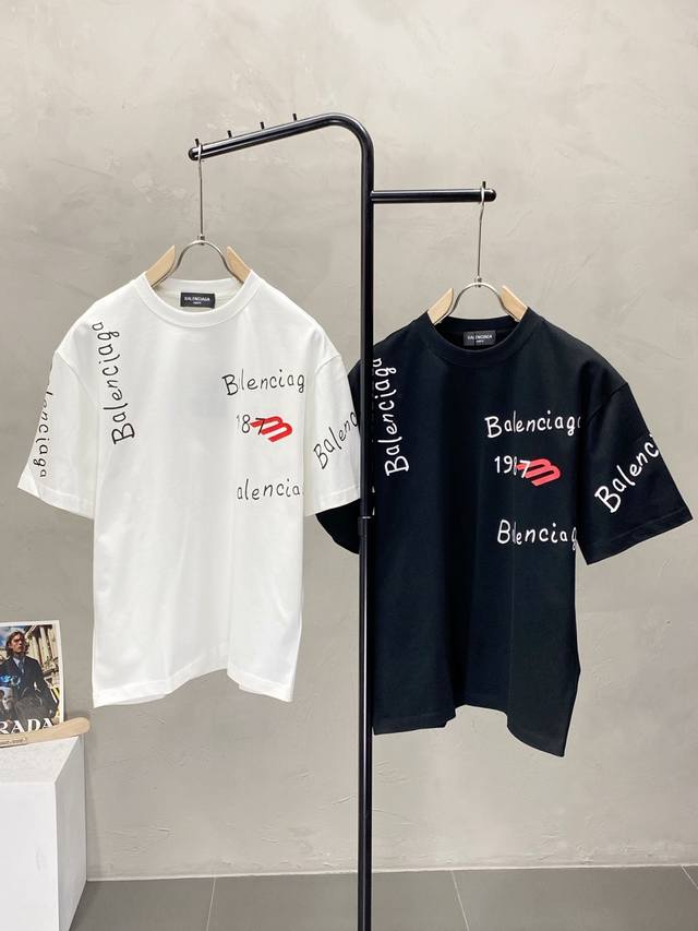 Balenciga巴黎世家独家专供新款原单男士休闲春夏短袖 高端 高端版本 时尚百搭爆款进口面料 手感超柔软细腻 穿着亲肤舒适 高端精品 代工厂P精细做工 上身