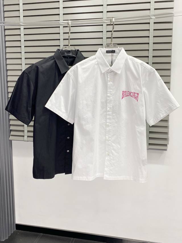 Balenciga巴黎世家独家专供新款原单男士休闲短袖衬衫 高端 高端版本 时尚百搭爆款进口面料 手感超柔软细腻 穿着亲肤舒适 高端精品 代工厂P精细做工 上身