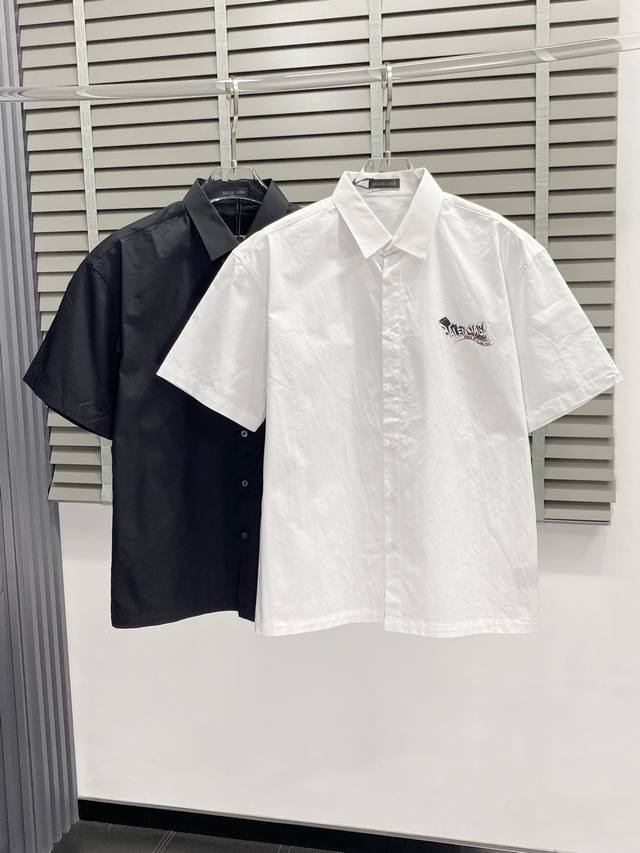 Balenciga巴黎世家独家专供新款原单男士休闲短袖衬衫 高端 高端版本 时尚百搭爆款进口面料 手感超柔软细腻 穿着亲肤舒适 高端精品 代工厂P精细做工 上身