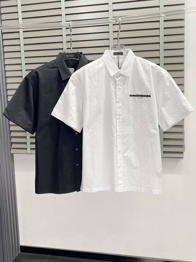 Balenciga巴黎世家独家专供新款原单男士休闲短袖衬衫 高端 高端版本 时尚百搭爆款进口面料 手感超柔软细腻 穿着亲肤舒适 高端精品 代工厂P精细做工 上身