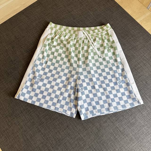 上错价Lois Vitn 路易 2025早春夏款老花套装 斜纹棋盘格短裤 对位裁剪 内套里 腰头四方绣花标设计 原五金开模 男女同款工艺：棋盘格对位尺码：S M