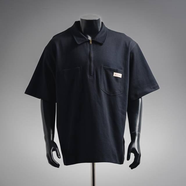 Marni 玛尼双口袋拉链Polo短袖T恤 Size:46 48 50 52