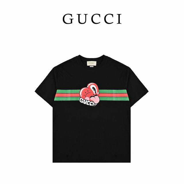 Gucci古驰24Ss新款卡通印花短袖 面料：规格采用实打实240G %纯棉 针织内的兰博基尼，定织定染！属于高敏感特殊色 我们对面料的要求是要在Uv灯光 D6
