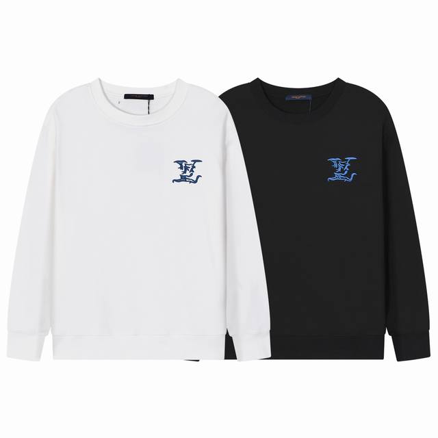 Louis Vuitton 路易威登 1V 驴家 微宽版型S-Xl Lv 25Ss秋冬款卫衣 新品专柜同步专柜上架 重工艺 前后高端牛仔贴布斑斓绣花云朵字母短袖