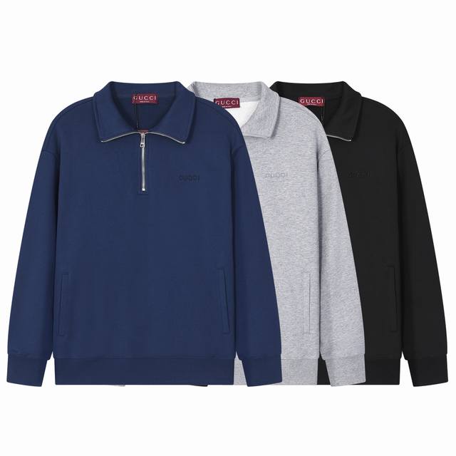 Gucci 古驰 酷奇 Gucci 微宽版型 S-Xl 25Ss秋冬款立领卫衣 Gucci ｜独家定制 专柜同款 巴黎T台走秀復古款 重工艺 胸前立领拉链 精美