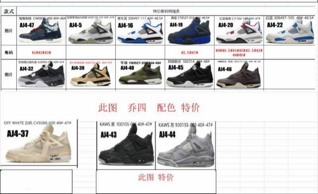 福利特价！ Pb版Aj4 尺码40-48.5 外贸专供版本！细节做的相当到位！大厂出品，转图必卖！放心冲！ 编码Ab458658