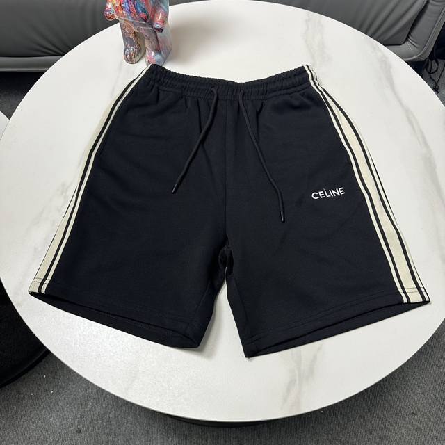 Celine 赛琳 新款织带刺绣Logo休闲短裤五分裤 - 购入原版开模打造，全套定制辅料，细节决定成败 - Celine 赛琳品牌创立于1846年的奢华皮具品