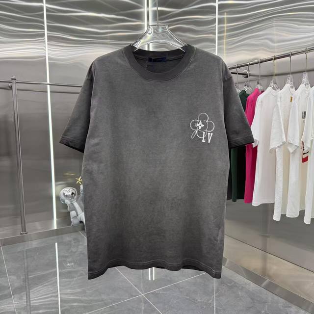 Lv 2025 秋冬新款美式酸洗复古做旧 个性刻字模 重工洗水工艺 爆 S M L Xl Xxl 五个码 洗水黑 洗水咖