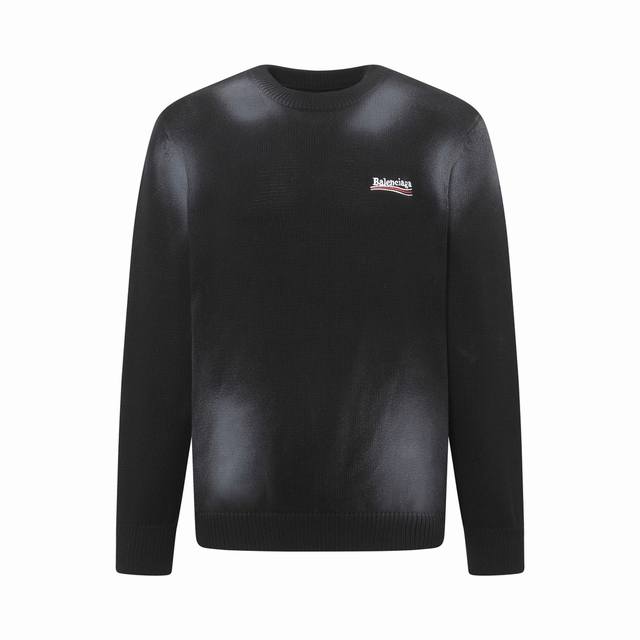 Balenciaga巴黎世家经典可乐重工艺 喷马骝Logo采用前后刺绣工艺长袖毛衣 宽松版型 面料舒适 男女同款 颜色：黑色 码数：Xs S M L