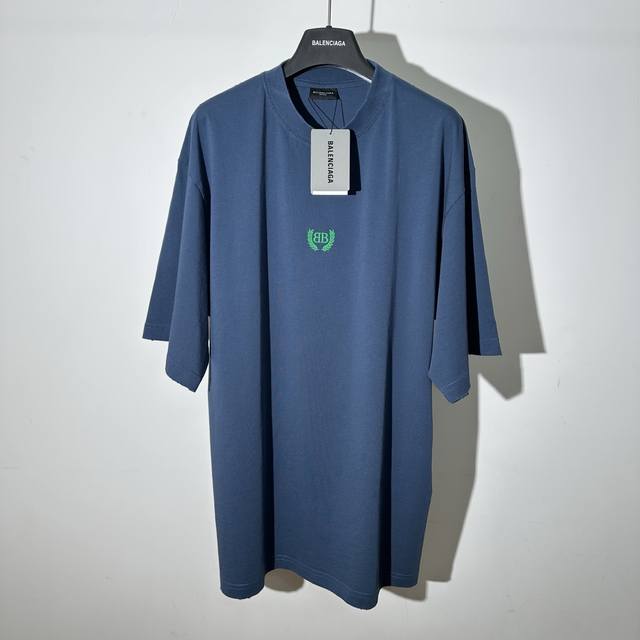 顶级最高版本 尺码偏大 B家 巴黎世家 Balenciaga 经典绿刺绣麦穗重工艺印花圆领半袖T恤短袖 男女同款 情侣款 宽松版型 最高版本 原版面料 高版本