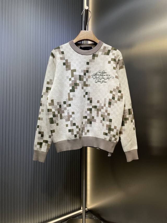 Louis Vuitton 迷彩马赛克圆领衫 正品1 0购入 定制60支精梳棉混纺彩棉 40支精梳棉 采用德国进口 Soto 织机 进口刺绣 毛料提花 毛料酵洗