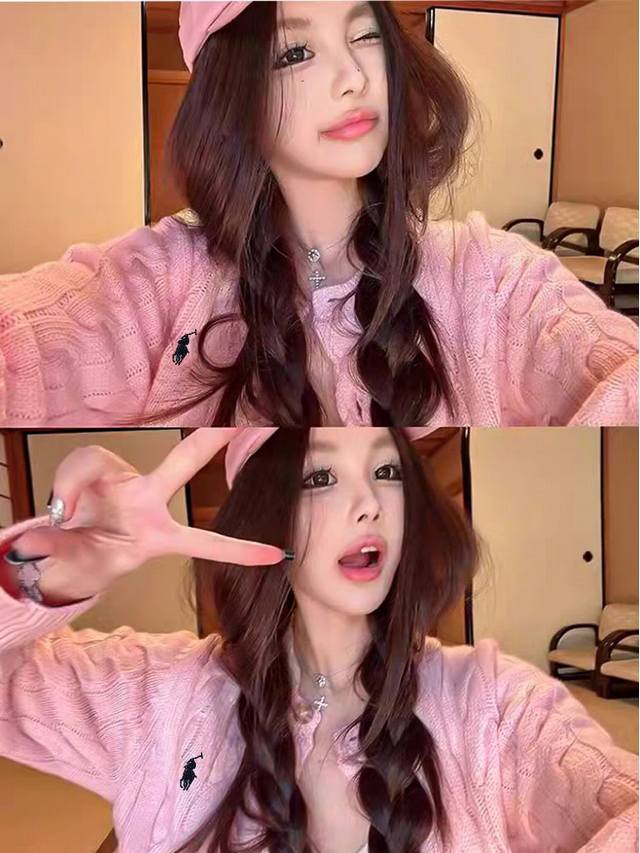 Model上新 拉夫劳伦新款刺绣短款羊毛开衫外套 很温柔甜妹的蜜桃粉好穿又好搭 是淡淡的那种粉色爱死了 总觉得Rl有一种知性的美 介于高级和甜美的氛围感 狠狠拿