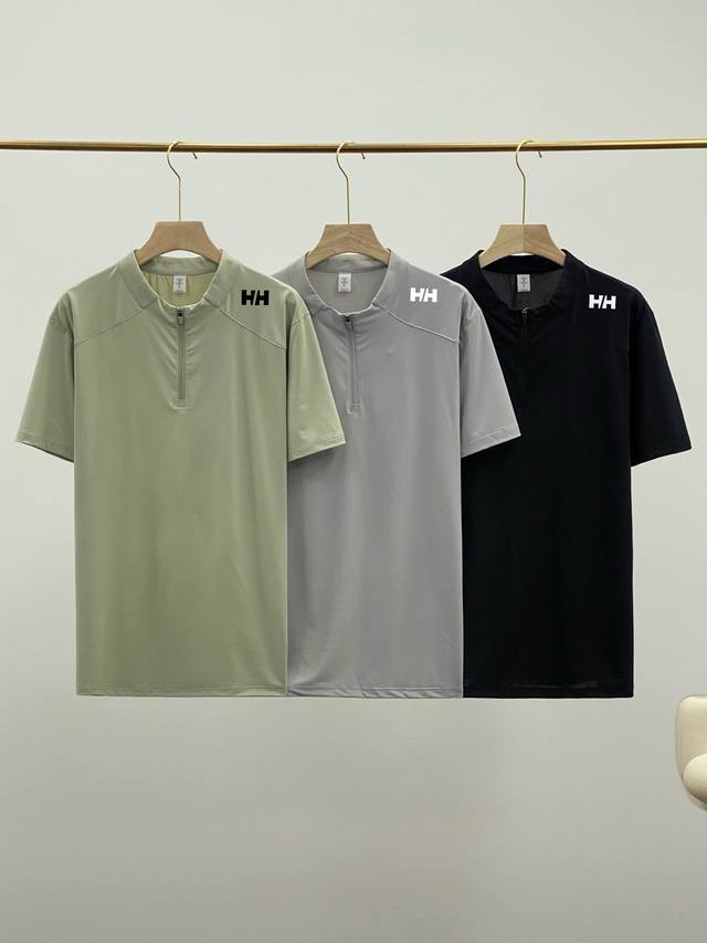 Hellyhansen Hh海丽汉森户外系列速干休闲短袖T恤 豆绿 浅灰 黑色 M-4Xl 户外运动时，汗湿的衣服黏在身上是不是超难受？别担心，这款海丽汉森户外