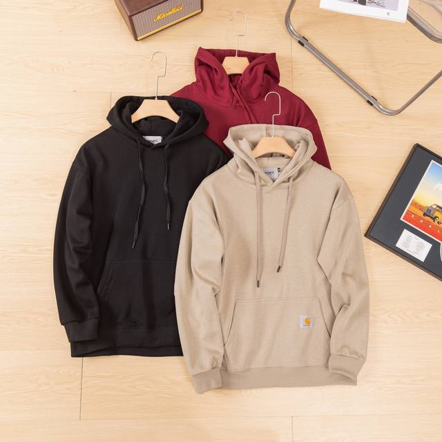上新 Carhartt 卡哈特联名系列 纯色标贴连帽插肩卫衣 男女同款 #代工厂P出品 代购指定版本 原档案原数据开发版型，极致既视感！ 原标原版还原度最高 领