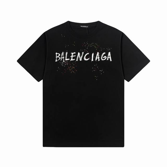 Balenciaga 巴黎世家25Ss新款印花 Logo字母短袖 高品质 面料- 采用270克双股精梳棉面料.索罗纳螺纹订织订染国标一级面料 辅料：官网原版三标