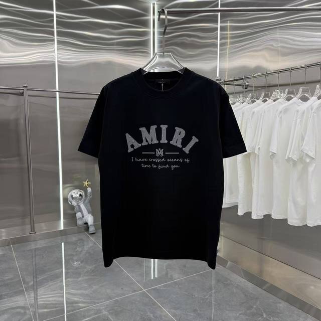 Ami 2025春秋新款 320克定制面料 圆领短袖 个性刻字模 男女同款宽松版 S M L Xl Xxl 五个码 颜色 黑色 白色