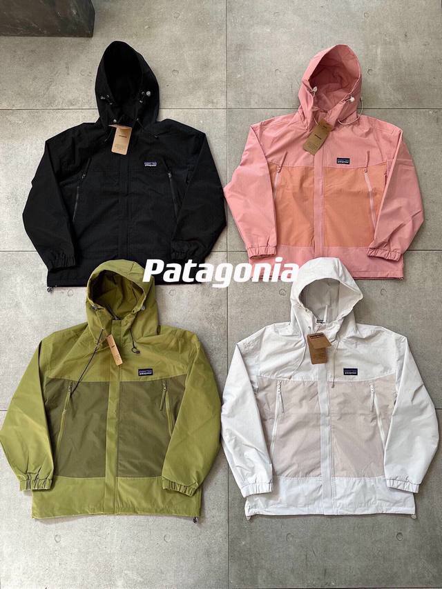 上新 纯原臻品 原厂跟单 Patagonia 巴塔哥尼亚 户外防水特氟龙冲锋衣 大身网格特氟龙面料 防水荷叶效果 如图 超防风科技 大身跟口袋全部配置拉绳设计
