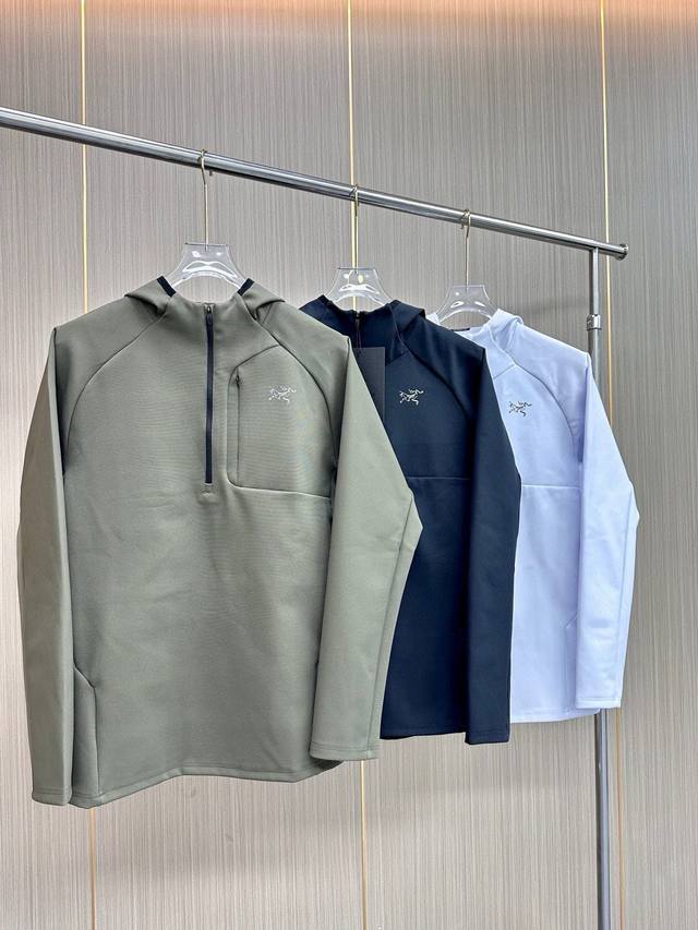 Arc‘Teryx 始祖鸟24秋冬季热款户外机能内搭半拉链休闲户外连帽卫衣 高品质梭织面料 绝不敷衍，绝非市场垃圾洗涤面料 专柜品质 定制的面料都是经过精挑细选