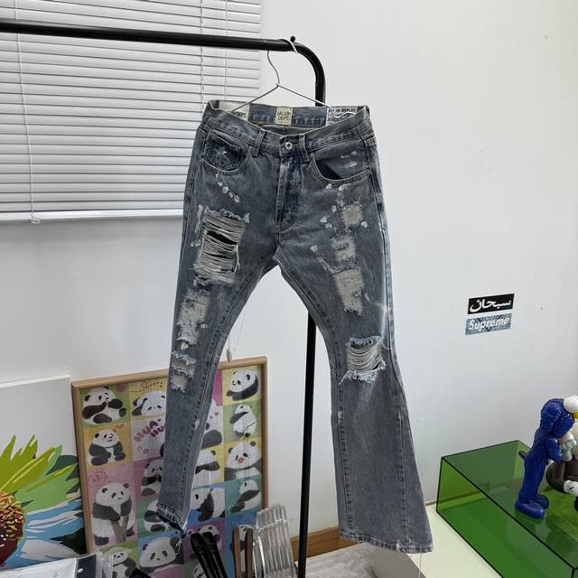 Gallery Dept破洞乱线连接牛仔喇叭裤洗水做旧拼接青年男女牛仔裤 Gallery Dept.品牌台柱子到底有什么魔力作为 Gallery Dept.最为