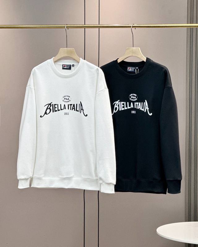 Fila 斐乐1911复古经典秋季新款针织套头毛圈卫衣休闲情侣款 顶级版本 尺码：S~Xl 颜色：黑色、白色 细节版本1:1复刻 重磅专柜最新款！走一波！绝对私