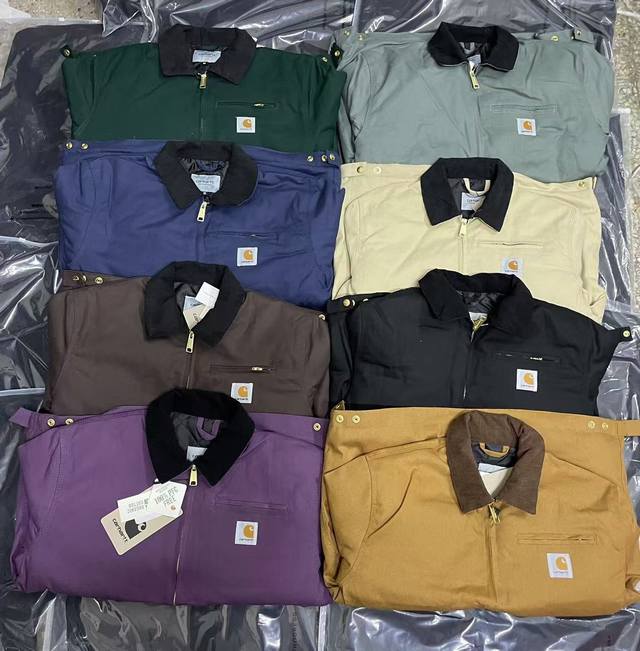 外套 棉服 Carhartt 卡哈特 底特律 复古帆布 重磅厚工装夹克加棉外套 六色外套和六色棉服两个版本，定织高密纯棉帆布面料，成衣酵洗，骨节处略磨白效果，整