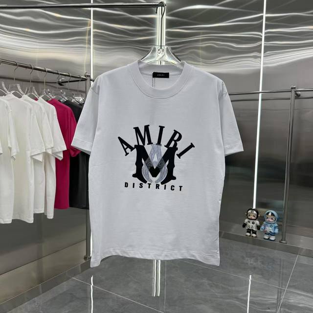 Amlri 2025春秋新款 320克 圆领短袖 立体硅胶工艺 男女同款宽松版 S M L Xl Xxl 五个码 黑色 白色 灰色