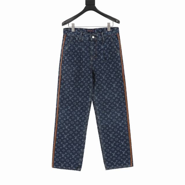 Louis Vuitton 路易威登 1V 25Fw 侧面卡其条纹饰带满印老花提花牛仔长裤 轻奢主义 男女日常通勤穿搭必备单品 正确版本 随意对比 详细特征 定