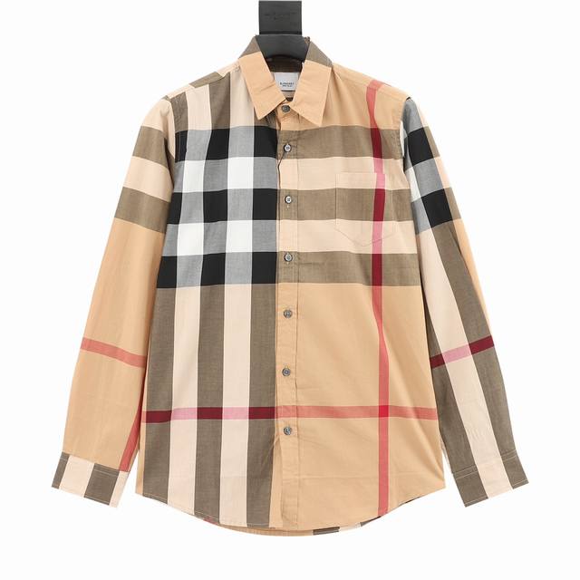 Burberry 巴宝莉 经典大格纹长袖衬衫 定制原版一致20支精梳棉单线纱，纱线全部订染，最终确定织法，无论是格型大小线条粗细均达到Y版水平并且布料没有尾斜现