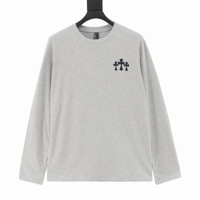 Chrome Hearts 克罗心 Ss25植绒Logo印花圆领长袖T恤 男女同款 早秋的热门单品 面料为轻磨毛全棉180G面料 上身超级亲肤柔软 原版主标洗唛