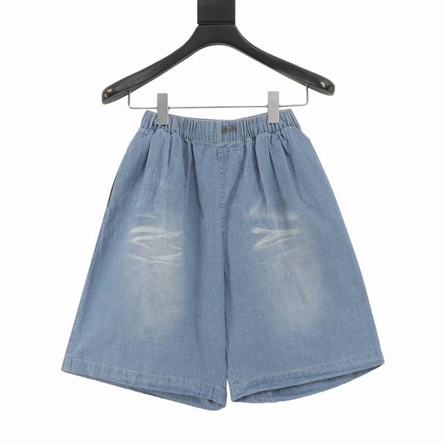 Acne Studios 25Ss Ac做旧字母Logo牛仔短裤 洗水蓝 洗水褪色 喷马骝猫须做旧 Size:S-Xl