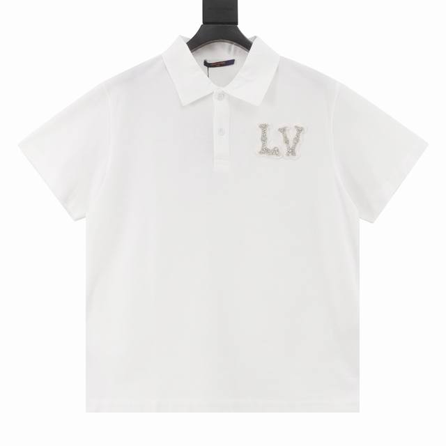 Louis Vuitton 路易威登 24Ss 水钻字母Polo短袖 1V春夏系列菲董发布会超重工施华洛世奇水钻刺绣品牌Logo字母Polo衫订制超闪八爪钻简约
