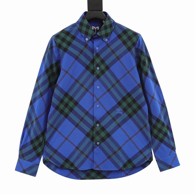 Burberry 巴宝莉 大格纹战马刺绣棉质长袖衬衫 老粉们赶紧抢数量有限出完只能等下一批货了，非常多对位地方带你来一一验证！棉质衬衫，装饰精纺新季格纹图案，呈