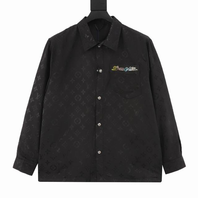 Louis Vuitton 路易威登 满印提花闪钻彩色字母长袖衬衫 原版内部价15670购入定制铂棉雅绸 柔滑细腻 舒适贴肤 一抹黑色 尽显非凡品味 胸前口袋烫